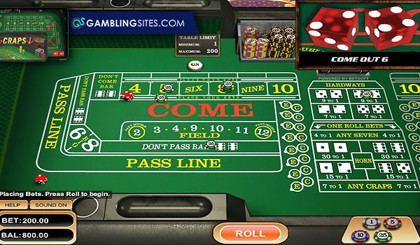 How playing craps online looks.