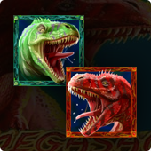 Red and green Megasaur symbols