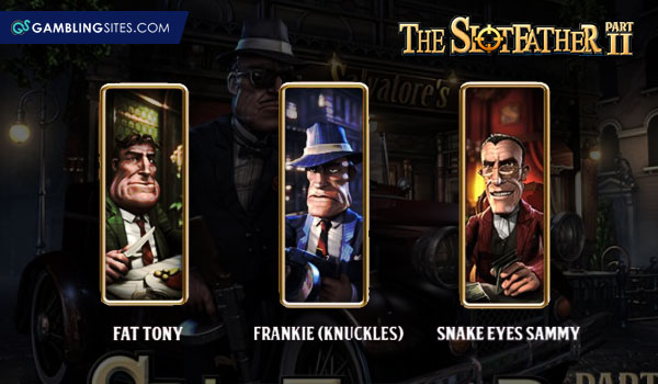 The mob bosses in The Slotfather Part II slot game.