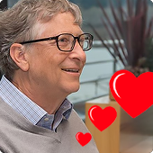 Bill Gates with hearts