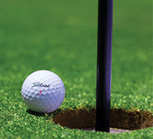 golf ball on the edge of going in the hole