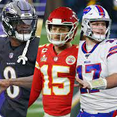 Lamar Jackson, Pat Mahomes, and Josh Allen