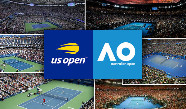 Two Grand Slam tournaments are played on hard courts.