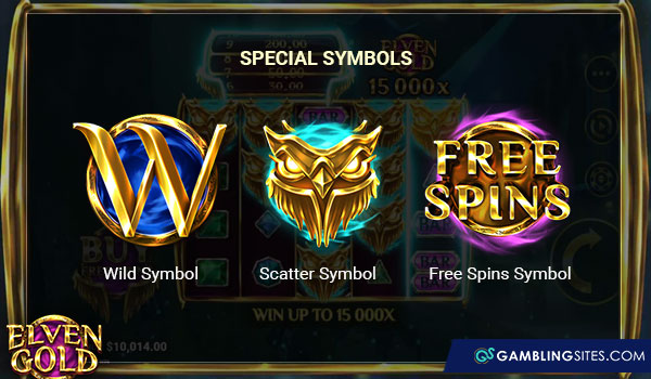 Elven Gold slot special symbols.