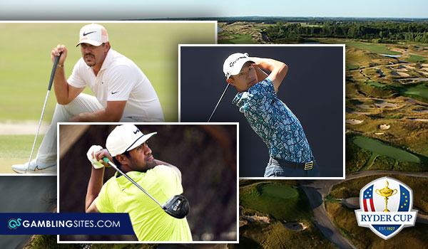 Montage of Brooks Koepka, Tony Finau, and Collin Morikawa