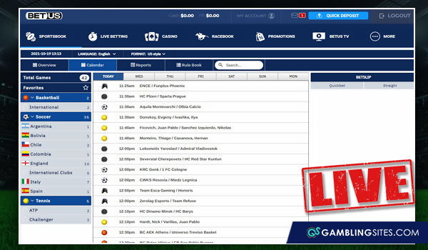 Example of the live betting opportunities at BetUS.com.pa.