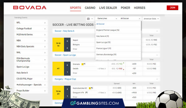 Where to find soccer betting markets at Bovada.lv.