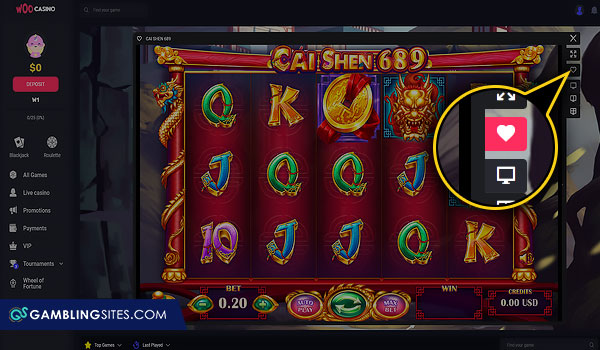 How to save your favorite slots at WooCasino.com