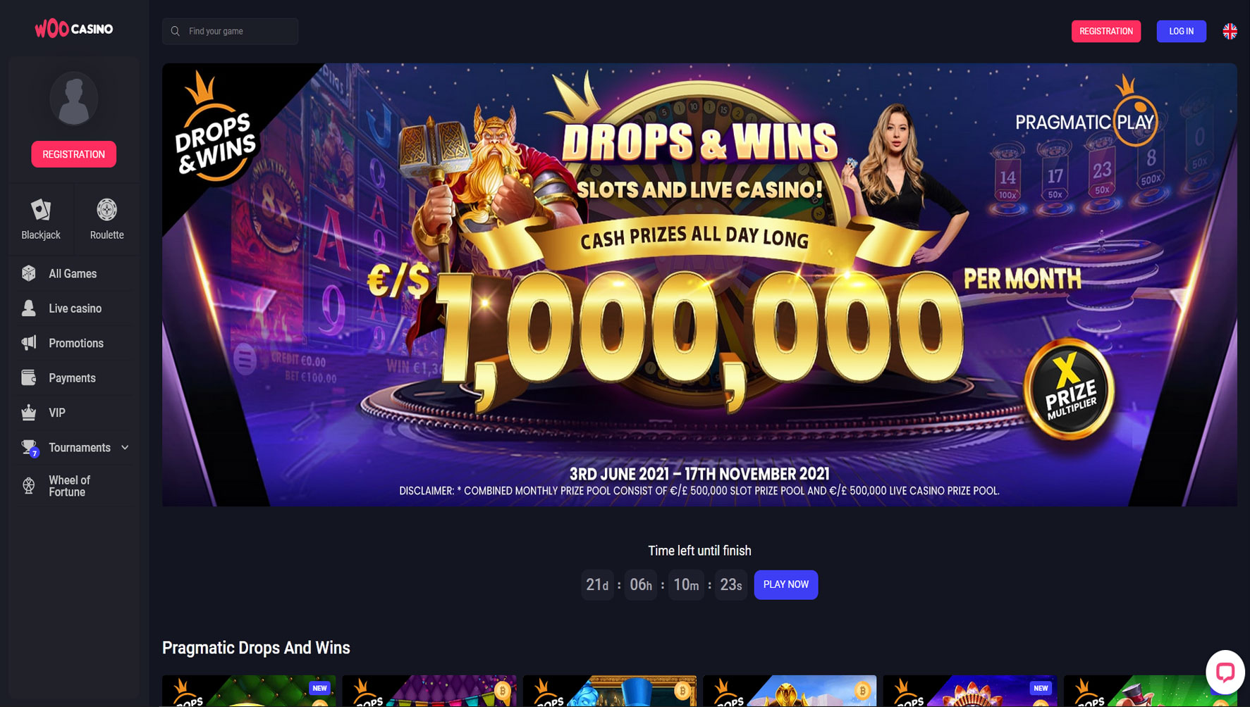 Woo Casino Homepage