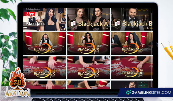Blackjack games at Avalon78.com