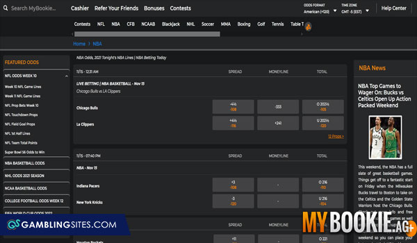 The live sportsbook at MyBookie.ag.