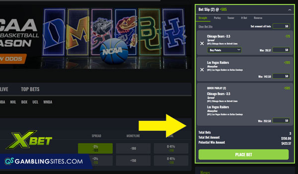 You can make your own prop bets using the XBet props builder.