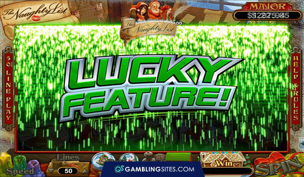 The Lucky feature on The Naughty List slot