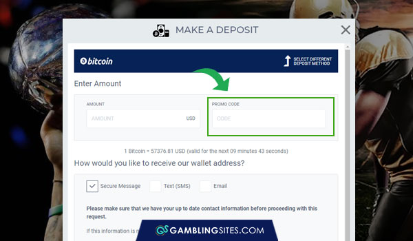 Where to enter a bonus code on BetUS.
