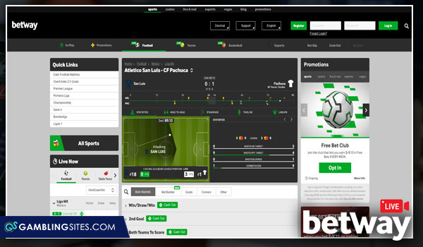 Live betting at Betway.com