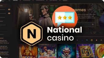 Screenshot of National Casino Home Page With National Casino Logo Over