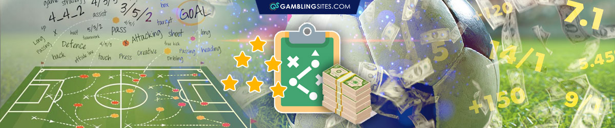 Advanced Soccer Betting Banner, Clipboard and Stack of Money