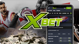 XBet Mobile Sportsbook, Football Player, Money Stacked