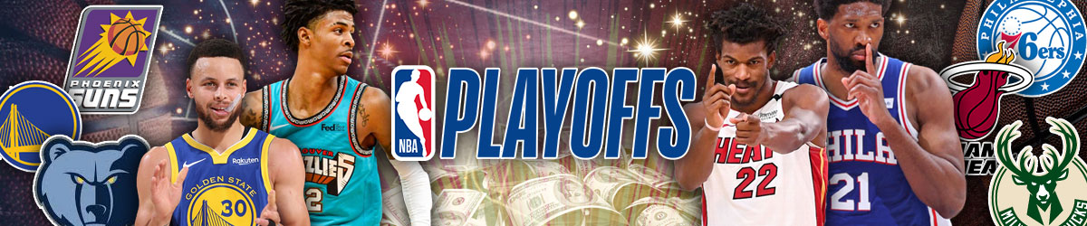 NBA Playoffs logo, NBA betting background with team logos, NBA players
