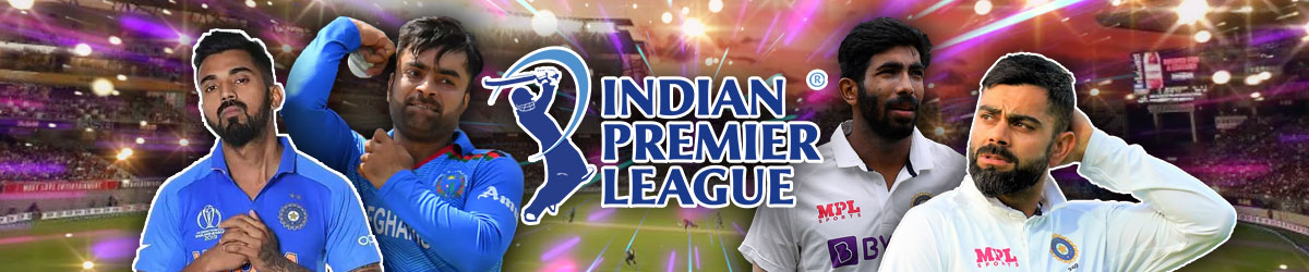 IPL logo, cricket stadium, cricket players