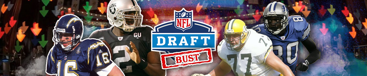 NFL Draft logo, NFL draft board in the background with down arrows, NFL players