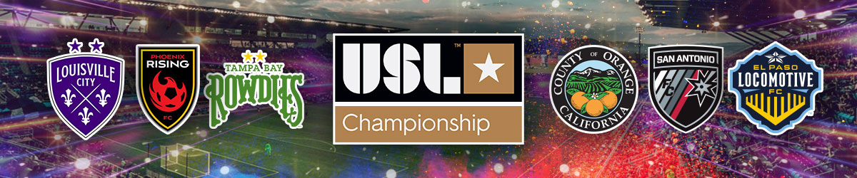 USL Championship logo. soccer background, soccer club badges