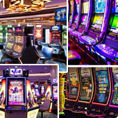 Small collage of video slot machines