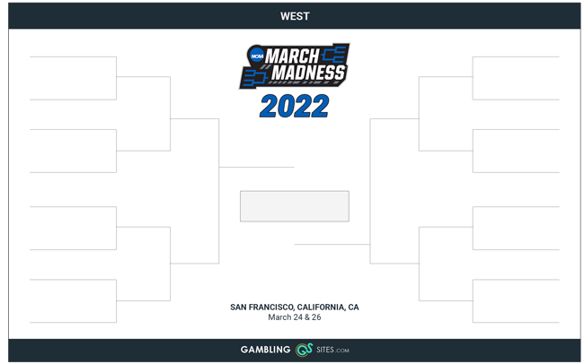 2022 March Madness West Region Printable Bracket