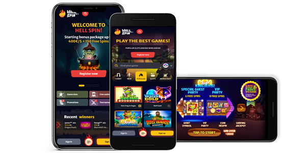 Hell Spin Casino Displayed on Mobile Phones