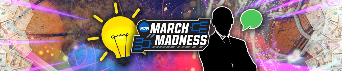 March Madness Betting, Lightbulbs, Silhouette of Man in Suit