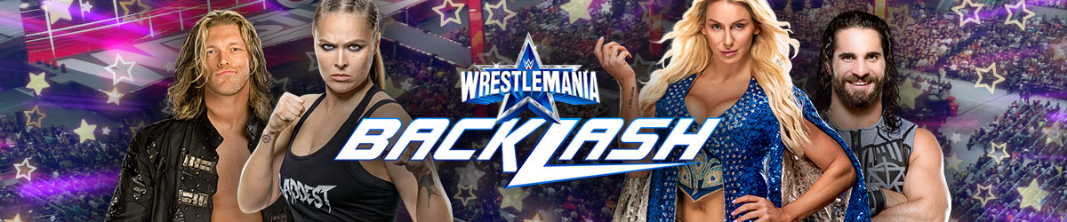 WrestleMania BlackLash logo, Ronda Rousey and Charlotte Flair, Edge and Seth Rollins