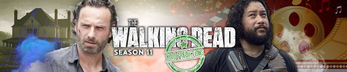 The Walking Dead logo, Bold Predictions stamped, Rick Grimes and Jerry