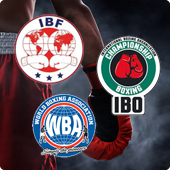 IBF, IBO and WBA logos