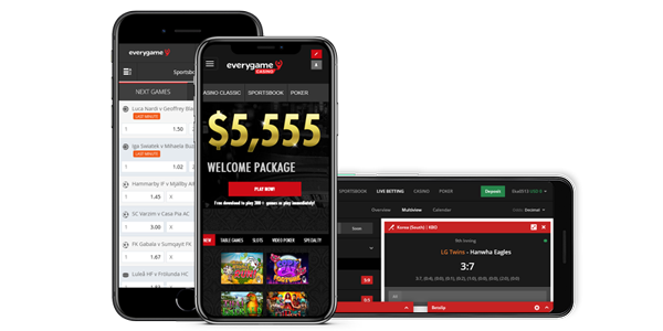 Everygame Casino Displayed on Mobile Phones