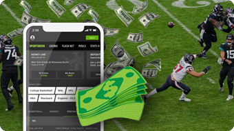 Live Betting on Football on Mobile Phone, Money, Football Field
