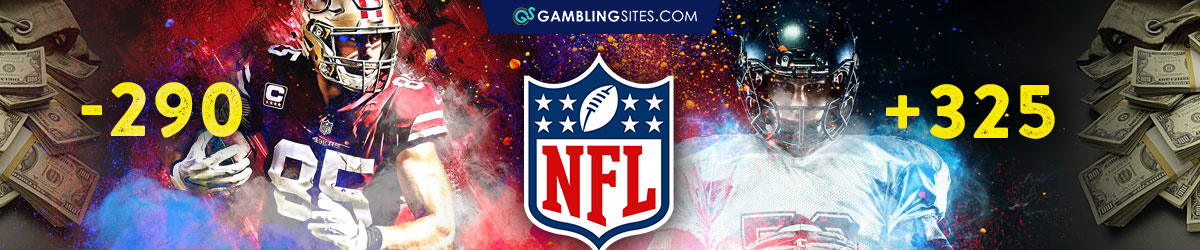 Odds of -290 and +325, Football Players, NFL Logo