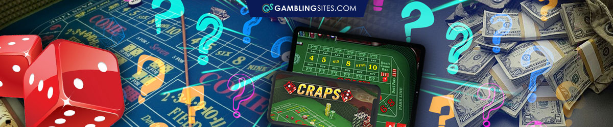 Craps Casino Board With Red Dice, Questions Marks Floating Around