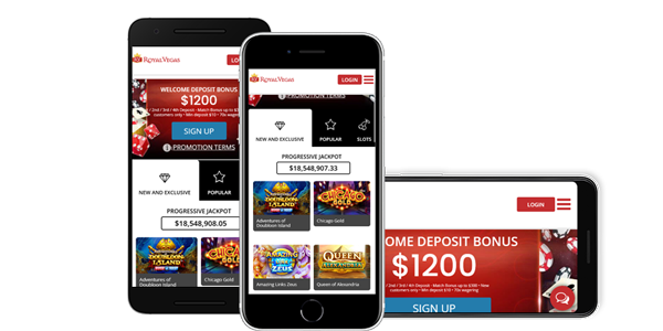 Royal Vegas Casino Displayed on Mobile Phones