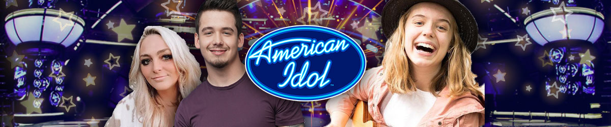 American Idol logo, Noah Thompson and HunterGirl to the left; Leah Marlene to the right