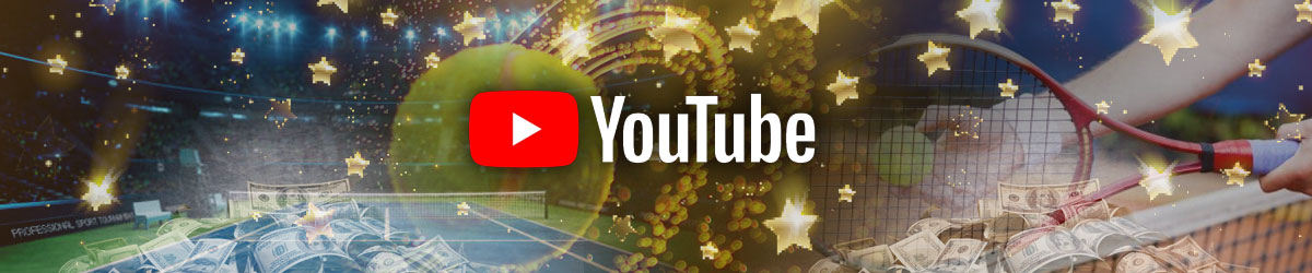 YouTube logo, tennis betting background