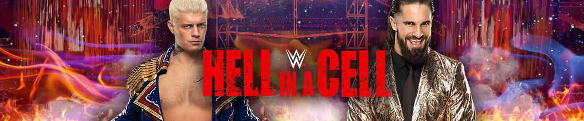 Hell in a Cell logo, WWE fighters