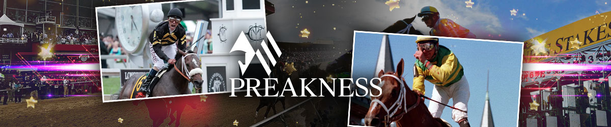 Preakness Stakes Logo, Oxbow left, Charismatic right