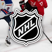 NHL logo with hockey imagery