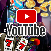 Slots and gambling behind Youtube logo