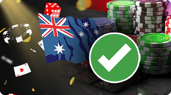 Casino Chips, Australian Flag With Green Check Mark