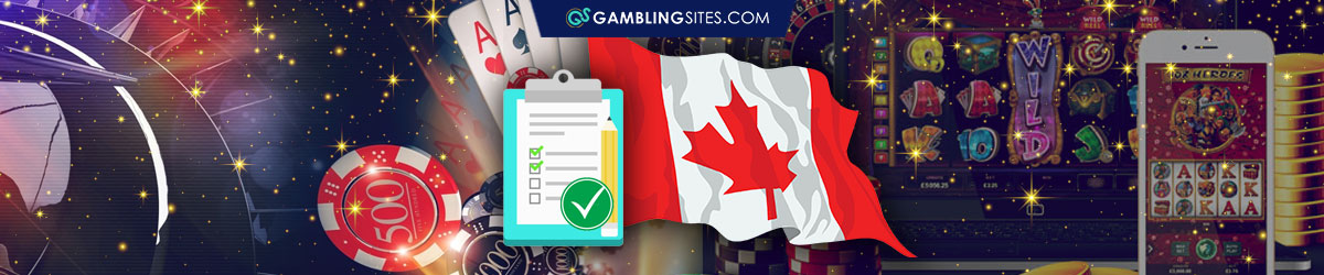 Comparing Canada Casino Sites, Canadian Flag, Checklist, Casino Background