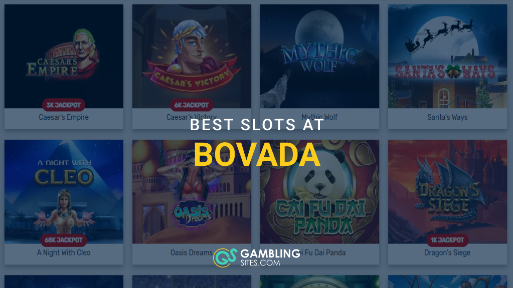 Feature image with text reading “Best Slots at Bovada” over a selection of Bovada slot games.