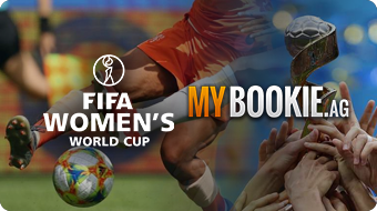 MyBookie.ag Logo, FIFA Women's World Cup Logo, Ball Being Kicked