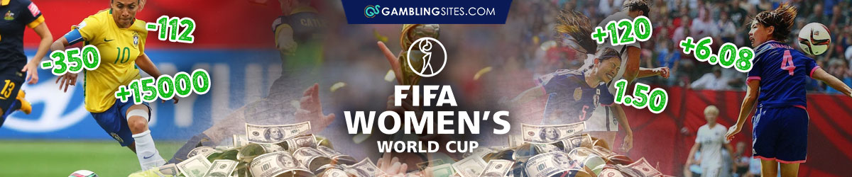 FIFA Women's World Cup Logo, Odds Floating Around Collage of Live Women's Soccer Match