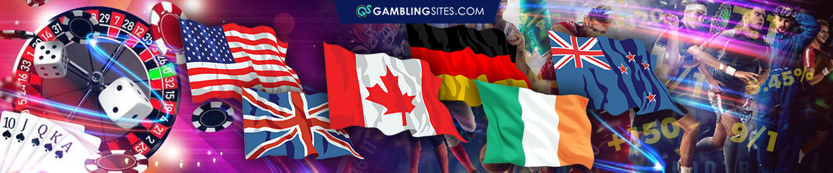 American Flag, UK Flag, Canadian Flag, German Flag, Roulette Wheel, Sports Betting Background